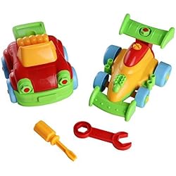 Rompecabezas con Coches de Juguete y Dos Juegos de Destornilladores y Llaves,Juego de Construcción para Niños de +3 Años