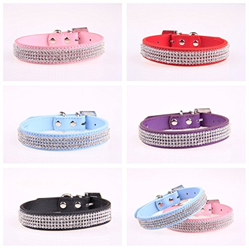 2-Rows-Rhinestone-Bling-Heart-Studded-Leather-Dog-Collar-For-Small-Or-Medium-Pet-Collar-Assorted-Colours