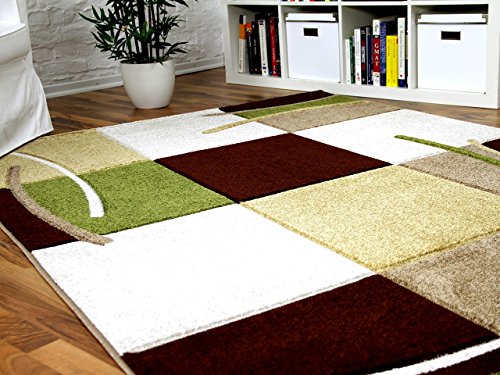 Designer Teppich Maui Braun Beige Grün Karo in 5 Größen - 2