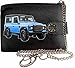 Produktbild LandRover Defender Bild auf KLASSEK Marken RFID Herren Geldbörse Portemonnaie Echtes Leder mit Kette Fahrzeug Wagen Zubehör Geschenk mit Metall Box NICHT OFFIZIELLE Land Rover Produkte