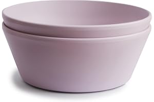 Mushie Dinnerware Bowls for Kids | Tableware Set of 2 Reusable BPA Free Bowls | Dishwasher & Microwave Safe | Made in Denmark | Round (Soft Lilac)