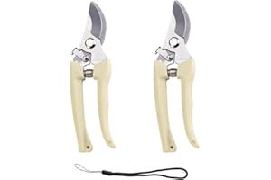 LEXETER 2Pcs Garden Secateurs, Secateurs & Pruning Scissors with Safety Locking Device, Bypass Pruners for Gardening Plants Flowers Fruits Branches, Ivory White