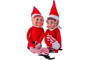 SPARKLERS CLUB Petit Lutin Coquin, Farceur de Noel, Lot de 2 Elfes Garcon & Fille en Peluche, idéal pour préparer pour Enfants et Adultes - Figurine ludique et Souple Magie de Noel