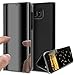 Produktbild HMTECH Galaxy S6 Hülle Luxus Spiegel Mirror Makeup magnetisch PU Leder Schutzhülle Handytasche Shell Tasche mit Standfunktion Flip Hard Case Cover Hülle für S6,Black Mirror PU
