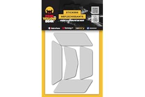 FEAR THE YELLOW BEAR YELLOW BEAR Fear The Yellow Bear© Easy Five White™, Repositionable Reflective Retro Stickers for Motorcycle Helmets, 3M™ Technology, Approved Sizes Visible at Night for Your Safety