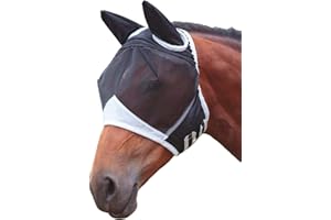 TentHome - Máscara antimoscas transpirable con orejas para caballo