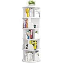 Libreria Girevole Per Bambini 3 Ripiani - Scaffale Rotante 360° Per Libri E Giochi, Bianco, 37x16x16 Cm - Foto 10