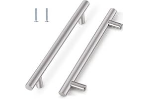 Yomiro 5 Stück Schrankgriffe Möbelknöpfe Edelstahl Möbelgriffe Metall Griffe für Küchenschränke Griffe Möbel Türgriff Küche Küchengriffe Schubladen Griffe Gebürstet, Silber, Bohrlochabstand: 128 mm