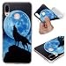 Produktbild Edauto Huawei P20 Lite Hülle Case Handyhülle Durchsichtige Stoßfest Schutzhülle Tasche Handytasche Handyschale TPU Silikon Rückhülle Schale Anti-Shock Backcover Etui Mondlicht Wolf