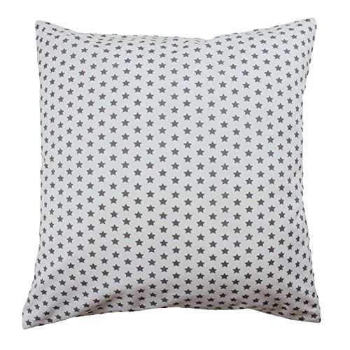 Kissenbezug 50x50 cm Sterne Grau auf Weiß Baumwolle Kissenhülle
