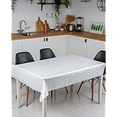 Beyazıt Tekstil Kolay Silinebilir Leke Tutmaz Astarlı Pvc Muşamba Masa &Ouml;rt&uuml;s&uuml; &Ccedil;i&ccedil;ekli Beyaz 140 x 140 byzt258