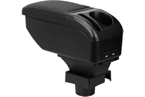 ZENVI Reposabrazos Compatible with Citroen C4 Apoyabrazos 2004-2009 Centro Consola Organizador Caja Doble Espacio Almacenamiento Utilizable Para Soporte Codo（Estilo Negro）