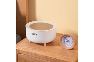 GUIDRE Stołowy kosz na śmieci z otwieraną pokrywką, stołowy, o wyglądzie drewna, 2 l, kompaktowy design, mini kosz na kosmetyki, plastikowy kosz na śmieci do umywalki, 20 x 11 x 13 cm