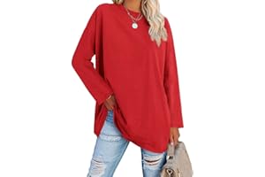 Ebifin Oversize Langarmshirt Damen Longshirt Rundhalsausschnitt Oberteil Langarm T Shirts Pullover Basic Tunika Tee Tops.