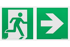 NOTLOK SAFETY WORK Señal de escape vía de escape/salida de emergencia. DIN EN ISO 7010, placa de plástico fotoluminiscente, placa de PVC con cinta de espuma especial de montada en la parte posterior, DIN675