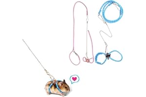 TOSSPER Mignon réglable Souris Rat Hamster Harnais Corde pour Animaux de Compagnie Hamster Laisses Collier Plomb pour Rat Souris de Fournitures pour Animaux en Plein air