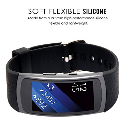 Greatfine Smartwatch Strap Uhrenarmbänder Ersatz-Armband für Samsung Gear FIT2 fit 2 SM-R360 Smart Watch Zubehör (Black) - 2