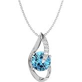 CLARA 925 Sterling Silver Sky Blue Eye Pendant Earring Chain Bracelet Ring | Gift for Girl Girlfriend Wife | Platinum Plated,