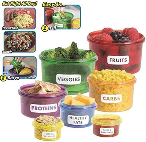 ADEPTNA 7-Piece Set Healthy Eating Portion Control Pots-Perfect Healthy Food Portions Microwave Safe and BPA Free