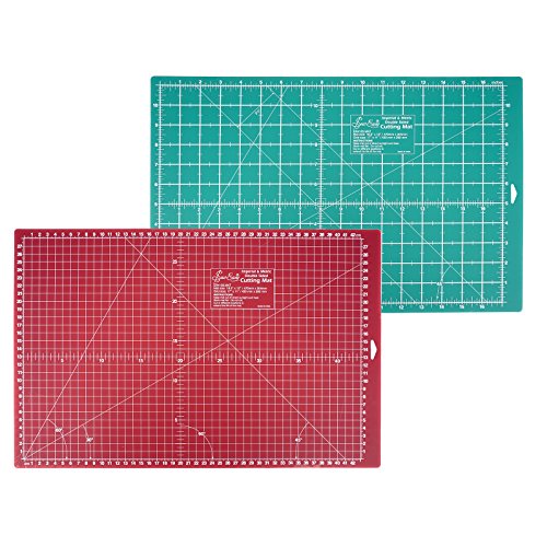 SewEasy Schneidematte, 47 x 30,4 cm (A3) | selbstheilend | mit Hilfslinien, Skalierung cm und inch | Schnittunterlage schont Klingen | Schneide-Unterlage, Cutting Mat für Patchwork | grün-dunkelrote Bastelmatte, hochwertige Bastelunterlage und Arbeitsunterlage | Beidseitig verwendbare Nähunterlage | Sew Easy