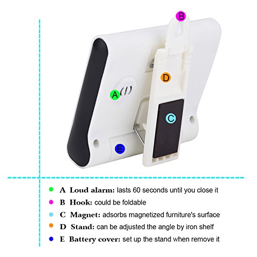 Mudder magnetischer Alarm Digitaler Küchentimer Stoppuhr Eieruhr für 24 Stunden mit Stand, Großer Bildschirm, 2 Stück (Weiß-Schwarz) - 4