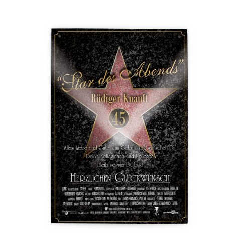 private signs Blechschild zum Geburtstag - Walk Of Fame - Wunschname, Alter + Text - A4