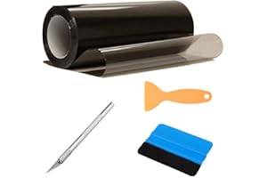 AzulLanse Láminas para Faro,30 * 300cm,PVC Protector Film Autoadhesivo Vinilo Pegatina para Faros de Coche,Película de Luz para Automóvil,2 raspadores,1 Cuchillo de trinchar-Negro