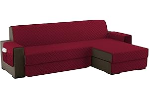 sevi's Housses de Canapé Dangle 250cm Gauche/Droit Universel Impermeable avec Accoudoirs, Réversible Protégé Canapes -Bourgogne