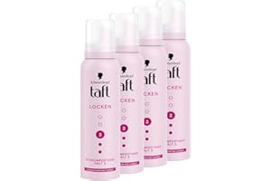 Schwarzkopf TAFT piankowe loki (4 x 150 ml), stopień utrzymania 3, pianka do włosów dla długotrwałych loków, wegańska formuła*