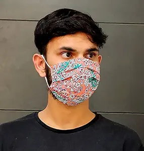 Collectible india Block Printed Cotton Face Mask Anti Pollution Dustproof, Reusable Washable Face Cover/Men Women Unisex (3)
