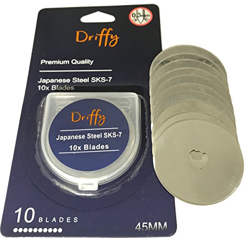 Rotary Cutter-Klingen 45 mm – Er Ersatz 10. Kompatibel mit driffy, Fiskars, Olfa Klingen, TrueCut, Kleeblatt und DAFA Griffe. Schneidematte passt. Quilten Zubehör und Craft Supplies. - 5