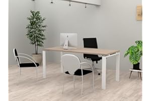 DUÓFIC Mesa/Escritorio para teletrabajo, Oficina, despachos y Sala de Estudios. Estructura Marco Abierto Color Blanco. Fabricado en España. Envio a Toda la Península. (Olmo, 160x80)