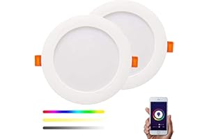 SMARTFY Downlight LED WiFi Inteligente RGBW Foco Empotrable Techo WiFi 20W/17W/14W/10W compatible con Alexa y Google Home, Multicolor Regulable compatible con Tuya y Smart Life (10W - 2u)