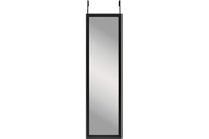 Americanflat Over the Door Mirror Full Length in Black - Full Body Mirror for Bedroom, Bathroom, Dorm - Full Length Mirror with Hanger and Shatter-Resistant Glass - 38x130 cm