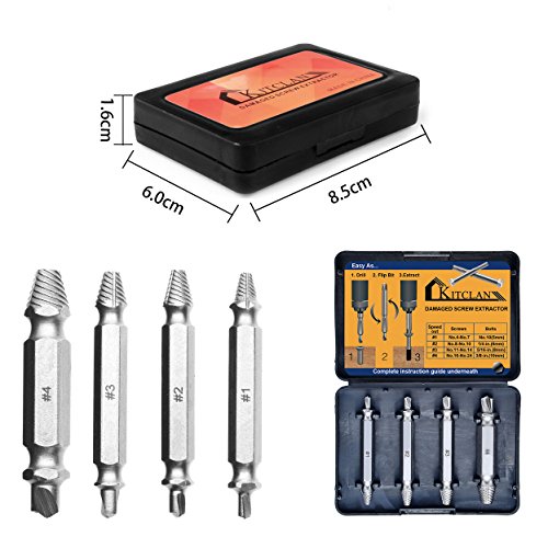 Kitclan Schraubenausdreher-Set, entfernen leicht beschädigte Schrauben, 4 Stück Schraubenentferner zum Entfernen aller Arten von Schrauben - 4