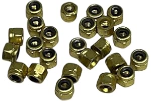24 Pcs Leefai Gold Fingerboard Self Lock Nuts for Fingerboard Trucks-Upgraded Nylon Insert