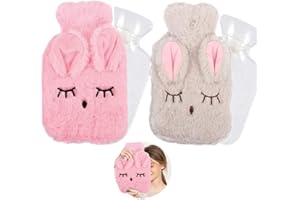 OUOQI Wärmflasche mit Bezug,Wärmflasche Kinder,Abnehmbare und waschbare Wärmflasche,Warmeflasche hot water bottle,Wärmeflaschen Wärmebeutel,PVC Heißwasserbeutel,Bettflasche für Kinder