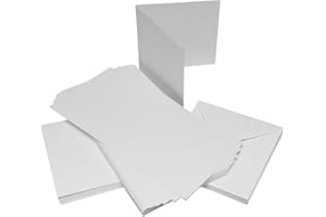Craft UK W101 6 x 6 inch Hammered Card and Envelope pack of 50 - White
