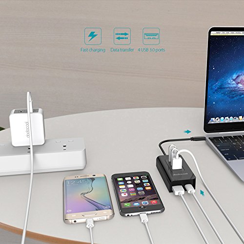 [Ultra dünn und leicht]dodocool USB C Super Speed 4 Port USB 3.0 Hub mit Power Delivery PD USB Typ C Eingang Ladeanschluss für Apple neue MacBook/MacBook Pro - 8