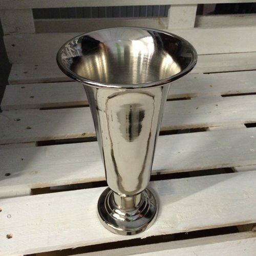 Vase auf Fuß Aluminium vernickelt silber - 2