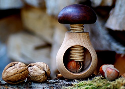 1 Stück - Nussknacker Nußknacker Pilz aus Buchenholz mit Schraubgewinde Nussschraube