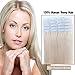 Fabwigs Tape In Human Hair Extensions - 16 18 20 22 24 Inch 20pcs 30g-70g Set - Silky Straight Skin Weft Human Remy Hair (16 Inch #613 Bleached Blonde)