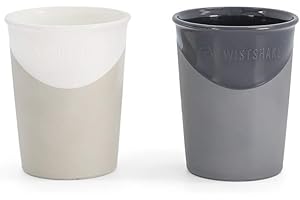 Twistshake Baby-Trinkbecher 170 ml – 2er-Set | Free Flow Open Cup zum Lernen | Unzerbrechlicher wiederverwendbarer Plastiktrinkbecher | BPA-frei, 6+ Monate | Schwarz Weiß