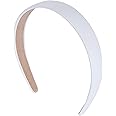 Motique Accessories 1 Inch Vegan Leather Headband for Women and Girls (White)