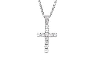 MCSAYS Hip Hop Fashion Jewelry Iced Out Bling Full Crystal Cross Pendant Cuban Chain Religious Christian Necklace Accessories For Men/Women Gifts