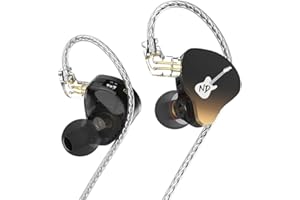 EZ EAR ND DD3 Hifi Monitor in-ear Dual Dynamic Drivers Auricolari in-ear IEM 4 stili di suono regolabili con cavo staccabile 2PIN per cantante bassista e chitarrista (nero, senza microfono)
