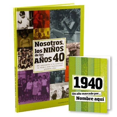 Calledelregalo Libro de tu año de Nacimiento, Libro de la década de los 40 con Tarjeta Personalizada - Regalo para cumpleaños - Otras Edades Disponibles