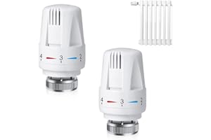 mizikuu 2 Pièces Tête Thermostatique pour Filetage M30 x 1.5, Tête Thermostatique de Radiateur avec Molette de Réglage Robinet Thermostatique Radiateur Convient pour Maisons et Immeubles de Bureaux
