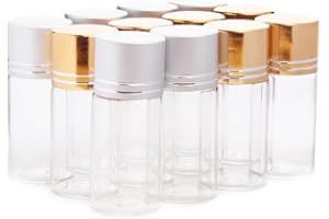 ERIOCTRY 12 10 ml natureas Sampling Probe Glas Flaschen Ampullen Behälter mit Gold und Silber Gap für Kosmetik Reise ätherischen Ölen Pulver Cremes Salben Fett