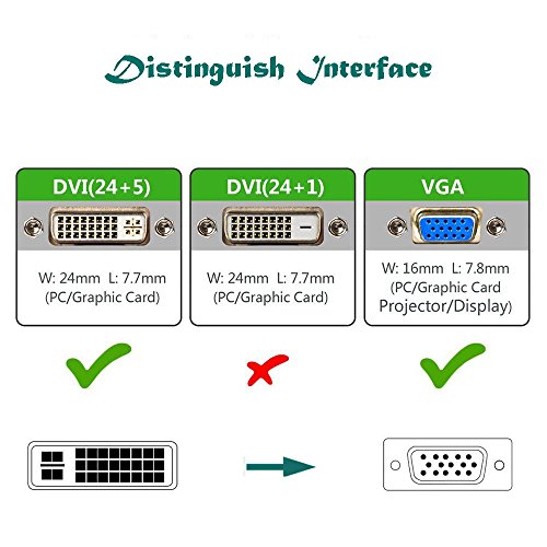 Top-Longer DVI auf VGA Adapterkabel Kabel DVI-I 24+5 Stecker auf 15 Polig HD-Stecker Vergoldete Konverter Hochreine Kupferleiter, Unterstützung 1080P für Laptop,, HDTV ,Gaming , DVD und Beamer - 4